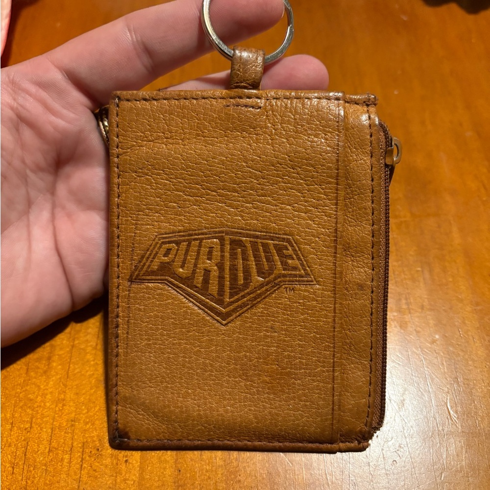 Tan Leather Keychain Card Holder